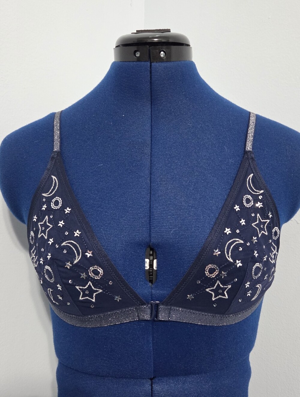 Navy Blue Celestial Sequin Strappy Bralette Size S